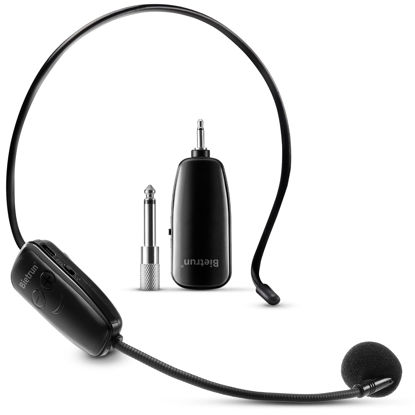 Picture of Wireless Microphone Headset, UHF Wireless Headset Mic System, 160 ft Range, Headset Mic And Handheld Mic 2 In 1, 1/8''&1/4'' Plug, For Speakers, Voice Amplifier, Pa System(Incompatible Phone, Laptop)