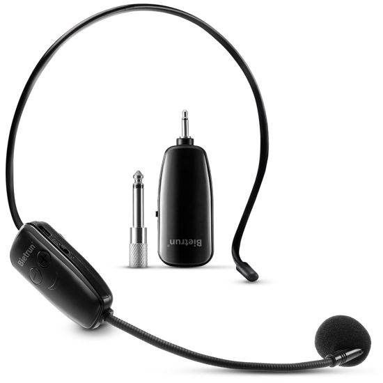 Picture of Wireless Microphone Headset, UHF Wireless Headset Mic System, 160 ft Range, Headset Mic And Handheld Mic 2 In 1, 1/8''&1/4'' Plug, For Speakers, Voice Amplifier, Pa System(Incompatible Phone, Laptop)