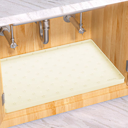 Picture of Sdpeia Under Sink Organizer Waterproof Under Sink Mat for Kitchen and Bathroom - Protects Cabinets from Leaks 22 x 14 inches Shelf Liner Feeding Mat Litter Mat(Cream)