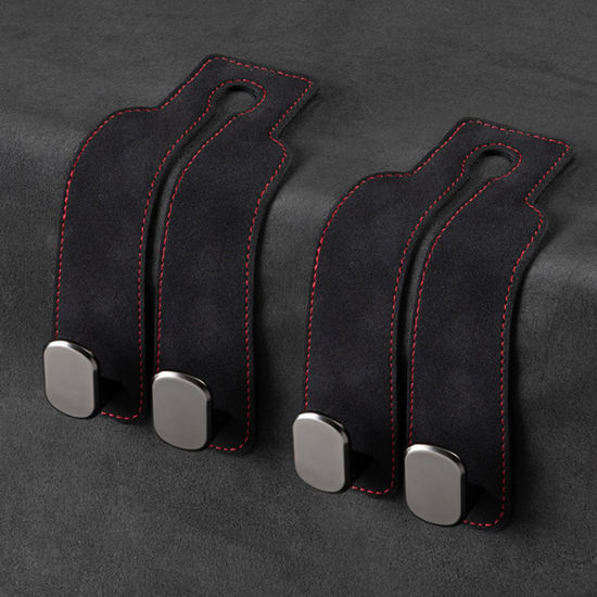 Picture of Amelity Car Hooks for Headrest, Car Seat Back Storage Hook for Headrest, Headrest Hooks for Purses and Bags, Car Hooks Leather (Black-2 Pack)