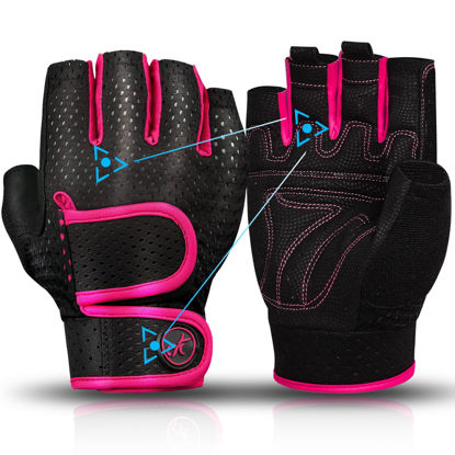 Picture of MOREOK Workout Gloves Padded Weight Lifting Gloves for Men/Women, [3MM Gel] Fingerless Grip Gym Gloves Fitness Gloves Pink-S