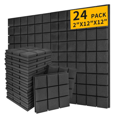 Picture of SAIQIANG Sound Proof Foam Panels for Walls, High-Density Sound Proof Panels for Walls, Acoustic Panels Sound Absorbing for Noise Absorbing Canceling (24 Pack Mushroom, 2x12x12 Inches)