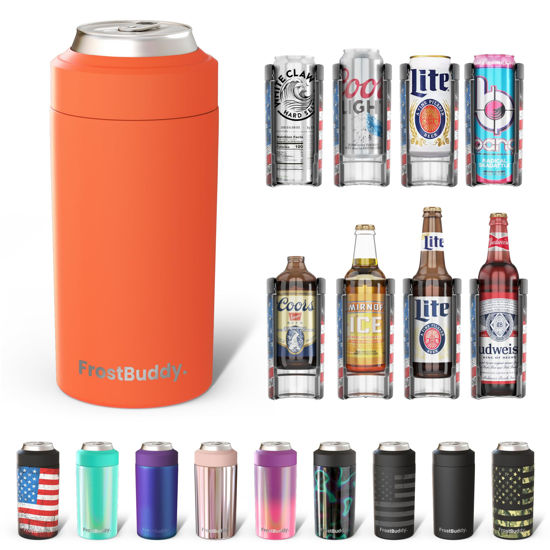 Picture of Frost Buddy Universal Can Cooler - Fits all - Stainless Steel Can Cooler for 12 oz & 16 oz Regular or Slim Cans & Bottles - Stainless Steel