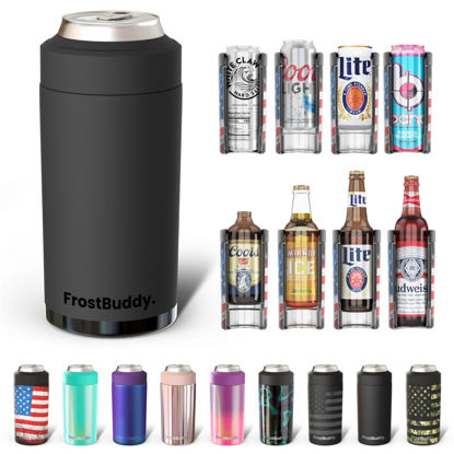 Picture of Frost Buddy Universal Can Cooler - Fits all - Stainless Steel Can Cooler for 12 oz & 16 oz Regular or Slim Cans & Bottles - Stainless Steel