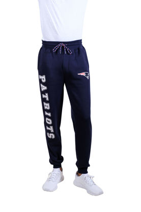 Picture of Ultra Game NFL New England Patriots Mens Active Basic Jogger Fleece Pants, Team Color Stripe, Small