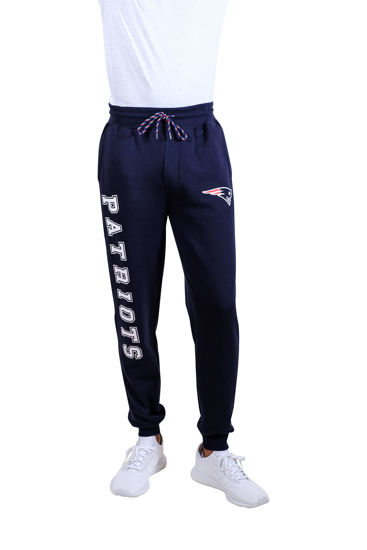 Picture of Ultra Game NFL New England Patriots Mens Active Basic Jogger Fleece Pants, Team Color Stripe, Small
