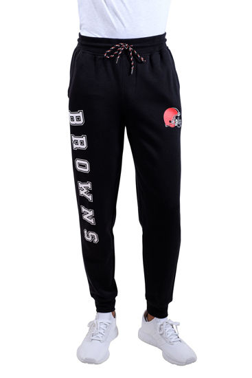 Picture of Ultra Game NFL Cleveland Browns Mens Active Basic Jogger Fleece Pants, Team Color Stripe, Medium
