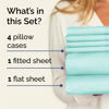 Picture of Queen 6 Piece Sheet Set - Breathable & Cooling Sheets - Hotel Luxury Bed Sheets - 1 Flat Sheet, 1 Fitted Sheet & 4 Pillowcases - Deep Pocket - Easy Fit, Soft & Wrinkle Free - Queen Spa Blue Sheets