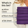 Picture of Split King 7 Piece Sheet Set - Breathable & Cooling Sheets - Hotel Luxury Bed Sheets - 1 Flat Sheet, 2 Fitted Sheets & 4 Pillowcases - Easy Fit, Soft & Wrinkle Free - Split King Purple Sheets