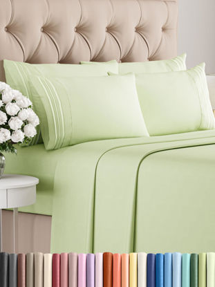 Picture of King 6 Piece Sheet Set - Breathable & Cooling Sheets - Hotel Luxury Bed Sheets - 1 Flat Sheet, 1 Fitted Sheet & 4 Pillowcases - Deep Pocket - Easy Fit, Soft & Wrinkle Free - King Light Sage Sheets