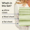 Picture of King 6 Piece Sheet Set - Breathable & Cooling Sheets - Hotel Luxury Bed Sheets - 1 Flat Sheet, 1 Fitted Sheet & 4 Pillowcases - Deep Pocket - Easy Fit, Soft & Wrinkle Free - King Light Sage Sheets