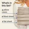 Picture of Split King 7 Piece Sheet Set - Breathable & Cooling Sheets - Hotel Luxury Bed Sheets - 1 Flat Sheet, 2 Fitted Sheets & 4 Pillowcases - Easy Fit, Soft & Wrinkle Free - Split King Wheat Sheets