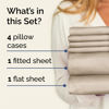 Picture of Cal King 6 Piece Sheet Set - Breathable & Cooling Sheets - Hotel Luxury Bed Sheets - 1 Flat Sheet, 1 Fitted Sheet & 4 Pillowcases - Deep Pocket - Easy Fit, Soft & Wrinkle Free - Cal King Cream Sheets