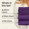 Picture of Queen 6 Piece Sheet Set - Breathable & Cooling Sheets - Hotel Luxury Bed Sheets - 1 Flat Sheet, 1 Fitted Sheet & 4 Pillowcases - Deep Pocket - Easy Fit, Soft & Wrinkle Free - Queen Purple Sheets