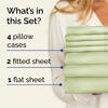 Picture of Split King 7 Piece Sheet Set - Breathable & Cooling Sheets - Hotel Luxury Bed Sheets - 1 Flat Sheet, 2 Fitted Sheets & 4 Pillowcases - Easy Fit, Soft & Wrinkle Free - Split King Light Sage Sheets