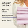 Picture of King 6 Piece Sheet Set - Breathable & Cooling Sheets - Hotel Luxury Bed Sheets - 1 Flat Sheet, 1 Fitted Sheet & 4 Pillowcases - Deep Pocket - Easy Fit, Soft & Wrinkle Free - King Light Pink Sheets