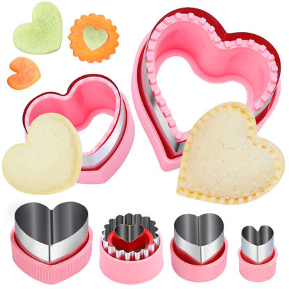 Picture of Heart Cookie Cutters Set,6 Pcs Uncrustables Maker Bread Sandwich Cutters, Heart Shape Cookie Cutters Fruit Vegetable Mold for Kids Boys & Girls Bento Lunch Box
