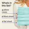 Picture of Split King 7 Piece Sheet Set - Breathable & Cooling Sheets - Hotel Luxury Bed Sheets - 1 Flat Sheet, 2 Fitted Sheets & 4 Pillowcases - Easy Fit, Soft & Wrinkle Free - Split King Spa Blue Sheets