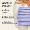 Picture of Split King 7 Piece Sheet Set - Breathable & Cooling Sheets - Hotel Luxury Bed Sheets - 1 Flat Sheet, 2 Fitted Sheets & 4 Pillowcases - Easy Fit, Soft & Wrinkle Free - Split King Lavender Sheets