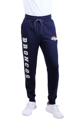 Picture of Ultra Game NFL Denver Broncos Mens Active Basic Jogger Fleece Pants, Team Color Stripe, Small