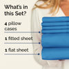 Picture of Cal King 6 Piece Sheet Set - Breathable & Cooling Sheets - Hotel Luxury Bed Sheets - 1 Flat Sheet, 1 Fitted Sheet & 4 Pillowcases - Easy Fit, Soft & Wrinkle Free - Cal King Denim Blue Sheets