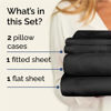 Picture of Twin XL 4 Piece Sheet Set - Breathable & Cooling Sheets - Hotel Luxury Bed Sheets - 1 Flat Sheet, 1 Fitted Sheet & 2 Pillowcases - Deep Pocket - Easy Fit, Soft & Wrinkle Free - Twin XL Black Sheets