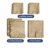 Picture of Split King 7 Piece Sheet Set - Breathable & Cooling Sheets - Hotel Luxury Bed Sheets - 1 Flat Sheet, 2 Fitted Sheets & 4 Pillowcases - Easy Fit, Soft & Wrinkle Free - Split King Heathered Tan Sheets