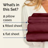 Picture of Twin XL 4 Piece Sheet Set - Breathable & Cooling Sheets - Hotel Luxury Bed Sheets - 1 Flat Sheet, 1 Fitted Sheet & 2 Pillowcases - Deep Pocket - Easy Fit, Soft & Wrinkle Free - Twin XL Burgundy Sheets