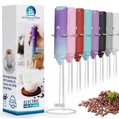 Picture of Powerful Milk Frother Handheld Foam Maker, Mini Whisk Drink Mixer for Coffee, Cappuccino, Latte, Matcha, Hot Chocolate, With Stand, North Light