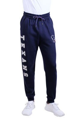 Picture of Ultra Game NFL Houston Texans Mens Active Basic Jogger Fleece Pants, Team Color Stripe, Medium