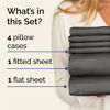 Picture of Full 6 Piece Sheet Set - Breathable & Cooling Sheets - Hotel Luxury Bed Sheets - 1 Flat Sheet, 1 Fitted Sheet & 4 Pillowcases - Deep Pocket - Easy Fit, Soft & Wrinkle Free - Full Charcoal Sheets