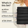 Picture of Split King 7 Piece Sheet Set - Breathable & Cooling Sheets - Hotel Luxury Bed Sheets - 1 Flat Sheet, 2 Fitted Sheets & 4 Pillowcases - Easy Fit, Soft & Wrinkle Free - Split King Black Sheets