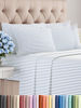 Picture of King 6 Piece Sheet Set - Breathable & Cooling Sheets - Hotel Luxury Bed Sheets - 1 Flat Sheet, 1 Fitted Sheet & 4 Pillowcases - Deep Pocket - Easy Fit, Soft & Wrinkle Free - King Blue Stripes Sheets