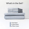 Picture of King 6 Piece Sheet Set - Breathable & Cooling Sheets - Hotel Luxury Bed Sheets - 1 Flat Sheet, 1 Fitted Sheet & 4 Pillowcases - Deep Pocket - Easy Fit, Soft & Wrinkle Free - King Blue Stripes Sheets