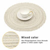 Picture of SHACOS 15 inch Round Braided Placemats Set of 12 for Dining Table Woven Boho Place Mats Kitchen Placemat Washable Table Mats, Ivory Bordered