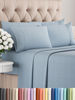 Picture of Cal King 6 Piece Sheet Set - Breathable & Cooling Sheets - Hotel Luxury Bed Sheets - 1 Flat Sheet, 1 Fitted Sheet & 4 Pillowcases - Easy Fit, Soft & Wrinkle Free - Cal King Heathered Blue Sheets