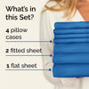 Picture of Split King 7 Piece Sheet Set - Breathable & Cooling Sheets - Hotel Luxury Bed Sheets - 1 Flat Sheet, 2 Fitted Sheets & 4 Pillowcases - Easy Fit, Soft & Wrinkle Free - Split King Royal Blue Sheets