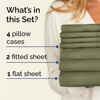 Picture of Split King 7 Piece Sheet Set - Breathable & Cooling Sheets - Hotel Luxury Bed Sheets - 1 Flat Sheet, 2 Fitted Sheets & 4 Pillowcases - Easy Fit, Soft & Wrinkle Free - Split King Sage Green Sheets