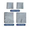 Picture of Twin 4 Piece Sheet Set - Breathable & Cooling Sheets - Hotel Luxury Bed Sheets - 1 Flat Sheet, 1 Fitted Sheet & 2 Pillowcases - Deep Pocket - Easy Fit, Soft & Wrinkle Free - Twin Heathered Blue Sheets