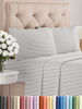 Picture of Twin 4 Piece Sheet Set - Breathable & Cooling Sheets - Hotel Luxury Bed Sheets - 1 Flat Sheet, 1 Fitted Sheet & 2 Pillowcases - Deep Pocket - Easy Fit, Soft & Wrinkle Free - Twin Grey Stripes Sheets