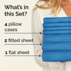 Picture of Split King 7 Piece Sheet Set - Breathable & Cooling Sheets - Hotel Luxury Bed Sheets - 1 Flat Sheet, 2 Fitted Sheets & 4 Pillowcases - Easy Fit, Soft & Wrinkle Free - Split King Denim Blue Sheets