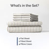 Picture of Cal King 6 Piece Sheet Set - Breathable & Cooling Sheets - Hotel Luxury Bed Sheets - 1 Flat Sheet, 1 Fitted Sheet & 4 Pillowcases - Easy Fit, Soft & Wrinkle Free - Cal King Beige Stripes Sheets