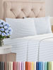 Picture of Twin XL 4 Piece Sheet Set - Breathable & Cooling Sheets - Hotel Luxury Bed Sheets - 1 Flat Sheet, 1 Fitted Sheet & 2 Pillowcases - Easy Fit, Soft & Wrinkle Free - Twin XL Blue Stripes Sheets