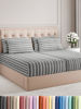 Picture of Split King 7 Piece Sheet Set - Breathable & Cooling Sheets - Hotel Luxury Bed Sheets - 1 Flat Sheet, 2 Fitted Sheets & 4 Pillowcases - Easy Fit, Soft & Wrinkle Free - Split King Grey Stripes Sheets