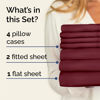 Picture of Split King 7 Piece Sheet Set - Breathable & Cooling Sheets - Hotel Luxury Bed Sheets - 1 Flat Sheet, 2 Fitted Sheets & 4 Pillowcases - Easy Fit, Soft & Wrinkle Free - Split King Burgundy Sheets