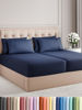 Picture of Split King 7 Piece Sheet Set - Breathable & Cooling Sheets - Hotel Luxury Bed Sheets - 1 Flat Sheet, 2 Fitted Sheets & 4 Pillowcases - Easy Fit, Soft & Wrinkle Free - Split King Navy Blue Sheets