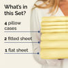 Picture of Split King 7 Piece Sheet Set - Breathable & Cooling Sheets - Hotel Luxury Bed Sheets - 1 Flat Sheet, 2 Fitted Sheets & 4 Pillowcases - Easy Fit, Soft & Wrinkle Free - Split King Yellow Sheets