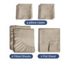 Picture of Split King 7 Piece Sheet Set - Breathable & Cooling Sheets - Hotel Luxury Sheets - 1 Flat Sheet, 2 Fitted Sheets & 4 Pillowcases - Easy Fit, Soft & Wrinkle Free - Split King Heathered Beige Sheets
