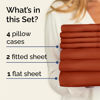 Picture of Split King 7 Piece Sheet Set - Breathable & Cooling Sheets - Hotel Luxury Bed Sheets - 1 Flat Sheet, 2 Fitted Sheets & 4 Pillowcases - Easy Fit, Soft & Wrinkle Free - Split King Terracotta Sheets
