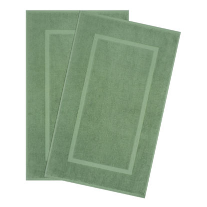 Picture of Cotton Paradise 100% Cotton Bath Mats for Bathroom Floor Set of 2 Pack, 20x34 Soft Absorbent Washable Quick Dry Tub Bathmat, Sage Green Towel Bath Mat